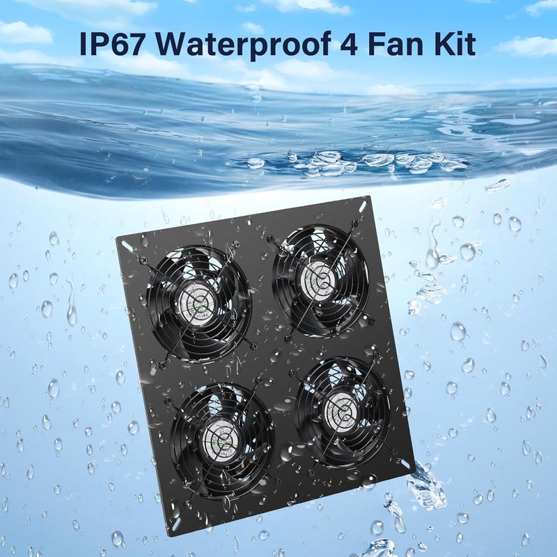 Fanspex Solar 4 Fan Kit, 25W Waterproofed Solar Powered Fans for Outdoor Chicken Coop, Greenhouse & Shed Intake or Exhaust Air - Image 3